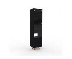Bücherregal Schwarz - Modernes Regal für Bücher: Schubladen in Schwarz & Türen in Kristallglas klar - 41 x 168 x 35 cm,...