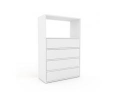 Holzregal Weiß - Skandinavisches Regal aus Holz: Schubladen in Weiß - 77 x 118 x 35 cm, Personalisierbar