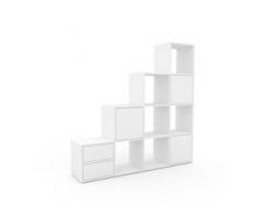 Aktenregal Weiß - Büroregal: Schubladen in Weiß & Türen in Weiß - Hochwertige Materialien - 156 x 157 x 35 cm, konfigurierbar