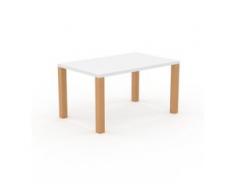 Designer Esstisch Massivholz Weiß - Individueller Designer-Massivholztisch: Einzigartiges Design - 140 x 76 x 90 cm, Modular