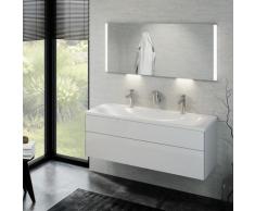 Keuco Royal Reflex Doppelwaschtisch mit Waschtischunterschrank und LED-Lichtspiegel B: 130 H: 48 T: 49 cm Front weiß hochglanz / Korpus weiß hochglanz 39605211200, EEK: A+