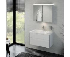 Keuco Royal Reflex Waschtisch mit Waschtischunterschrank und LED-Spiegelschrank B: 80 H: 48 T: 49 cm Front weiß hochglanz / Korpus weiß hochglanz 39603212100, EEK: A+