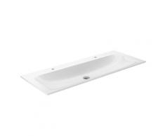 Keuco X-Line Keramik-Doppelwaschtisch B: 120,5 T: 49,3 cm 2 Hahnlöcher, ohne Überlauf 33180311202