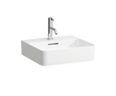 Laufen VAL Handwaschbecken B: 45 T: 42 cm weiß, mit Clean Coat, mit 1 Hahnloch, geschliffen, mit Überlauf H8162804001041