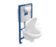 Villeroy & Boch O.novo Wand-Tiefspül-WC Combi-Pack ViConnect L: 56 B: 36 cm, offener Spülrand, mit WC-Sitz Drückerplatte chrom 5660D201