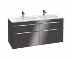 Villeroy & Boch Venticello Waschtischunterschrank für Doppelwaschtisch XXL B: 125,3 H: 59 T: 50,2 cm, 4 Auszüge Front glossy grey / Korpus glossy grey, Griff chrom A93001FP