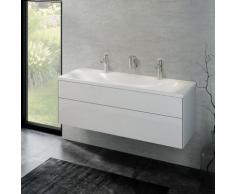 Keuco Royal Reflex Doppelwaschtisch mit Waschtischunterschrank B: 130 H: 48 T: 49 cm, 1 Auszug Front weiß hochglanz / Korpus weiß hochglanz 39605210200