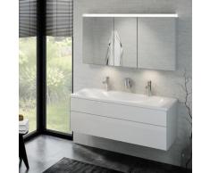Keuco Royal Reflex Doppelwaschtisch mit Waschtischunterschrank und LED-Spiegelschrank B: 130 H: 48 T: 49 cm Front weiß hochglanz / Korpus weiß hochglanz 39605212200, EEK: A+