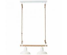 BRILLIANT HANK Pendelleuchte 111 cm Metall / Holz Holz hell / weiß glanz 2-Flammig, 99126/05