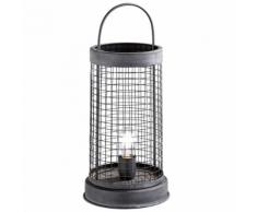 Vintage Beistell Nacht Tisch Leuchte Filament grau Wohn Zimmer Deko Gitter Lese Lampe im Set inkl. LED Leuchtmittel