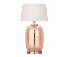 Tischlampe Tischleuchte ø 30 x H 52 cm Dekolampe Nachttischlampe Glas mit Metallsockel gold