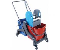 CleanSV© Aura2 Reinigungswagen Kunststoff, Putzwagen PE Gestell, Profi Moppresse