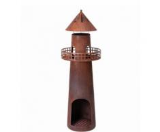 Edelrost Leuchtturm mit Brenntopf 135x45cm, Gartendeko Laterne Fackel Feuertopf