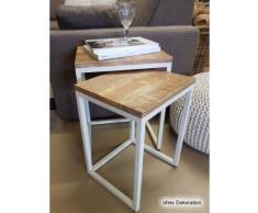 Casamia Couchtisch Set 2 Stück Wohnzimmer Tisch Satztisch Dallas Metall-Gestell schwarz oder weiß