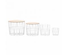 FineBuy Beistelltisch 4er Set Korbtisch Metall 4-teilig Tablettisch Satztisch