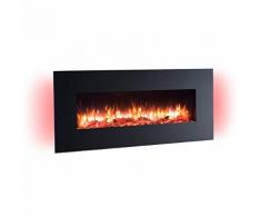 RICHEN Elektrokamin Vanadis - Elektrischer Wandkamin Mit Heizung, LED-Beleuchtung, 3D-Flammeneffekt & Fernbedienung - Schwarz