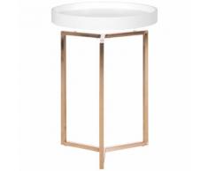 WOHNLING Beistelltisch 40cm Weiß Kupfer Tabletttisch Couchtisch Wohnzimmer Tisch