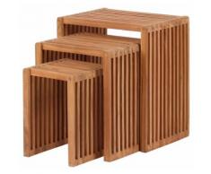 Beistelltisch 3er-Set Teak Balkontisch Tisch