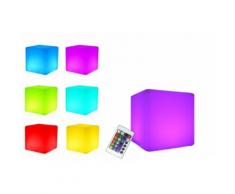 7even LED Design Cube 30 / LED Leucht Sitzwürfel / In und Outdoor / Akku und IR-Fernbedienung, 30cm