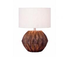 Tischlampe Nachttischlampe ø 30 x H 32 cm Tischleuchte Dekolampe mit Holzsockel im Facettendesign