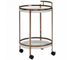 FineBuy Servierwagen Gold Beistelltisch Rollen Glas Speisewagen Rund 50cm