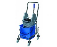 CleanSV Einfachfahreimer / Putzwagen 17 Liter mit Metallrahmen und Ablagekörbchen und Moppresse