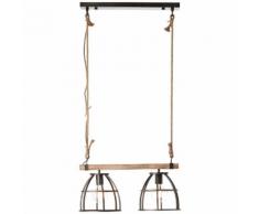 BRILLIANT MATRIX WOOD Pendelleuchte 122,5 cm Metall / Holz Schwarz stahl / holz 2-Flammig, 99134/46