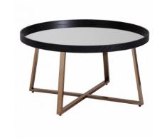 FineBuy Couchtisch Rund Gold Wohnzimmertisch Spiegel Glas Beistelltisch Schwarz
