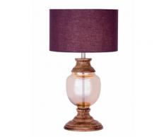 Nachttischlampe Tischlampe ø 30 x H 52 cm Tischleuchte Dekolampe Glas mit Holzsockel