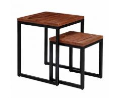 WOHNLING Satztisch Beistelltisch Couchtisch 2er Set Wohnzimmertisch Massivholz