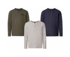 LIVERGY® Langarmshirt Herren, mit Knopfleiste, mit Baumwolle