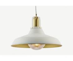 Brooklyn grosse Pendelleuchte, Cremeweiss und Kupfer