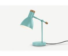 Cohen Nachttischlampe, Tuerkis und Eiche