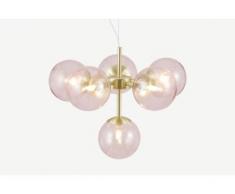 Globe kleiner Kronleuchter, Messing und Glas in Rosa