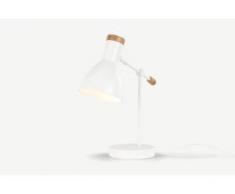 Cohen Nachttischlampe, Weiss und Eiche