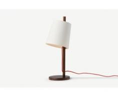Sveinn Tischlampe, dunkles Holz und Weiss