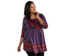 Große Größen Longshirt Damen (Größe 66 68, multicolor) | Ulla Popken Longshirts | Baumwolle, kleine Knopfleiste