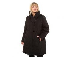 Große Größen Mantel Damen (Größe 50 52, schwarz) | Ulla Popken Mäntel | Polyester, asymmetrische Knopfleiste