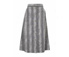 TOM TAILOR Damen Gestreifter Midirock mit Knopfleiste, blau, Gr.34