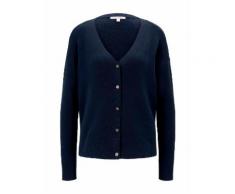 TOM TAILOR DENIM Damen Melierter Cardigan mit Knopfleiste, blau, Gr.XS