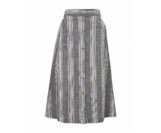 TOM TAILOR Damen Gestreifter Midirock mit Knopfleiste, blau, Gr.36