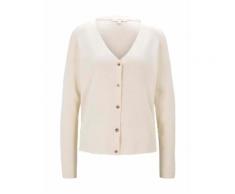 TOM TAILOR DENIM Damen Melierter Cardigan mit Knopfleiste, beige, Gr.S