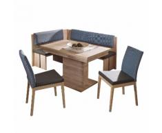 Eckbankgruppe Espino II (4-teilig) - mit Ausziehfunktion - Buche teilmassiv - Jeansblau / Sonoma Eiche Dekor