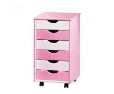 Rollcontainer Cecilia - Rosa/Weiß, sechs Schubladen, Rollbar