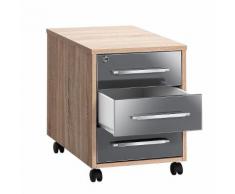 Rollcontainer Merit II - Eiche Sonoma Dekor/Hochglanz Grau