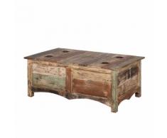 Truhentisch India - Mango massiv, bemalt & lackiert - 90 x 90 cm