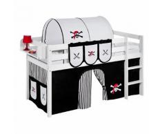 Spielbett JELLE Pirat Schwarz - Hochbett LILOKIDS - mit Vorhang - weiß - 90 x 190 cm