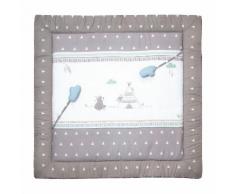 Krabbeldecke Indibär - Baumwollstoff - Taupe / Weiß