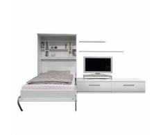 Schrankbett-Kombination Majano - 110 x 205cm - Schaumstoffmatratze - Weiß
