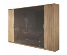 Falttürenschrank Arona - Eiche Sonoma Dekor/Hochglanz Lava - Schrankbreite: 271 cm - 6-türig